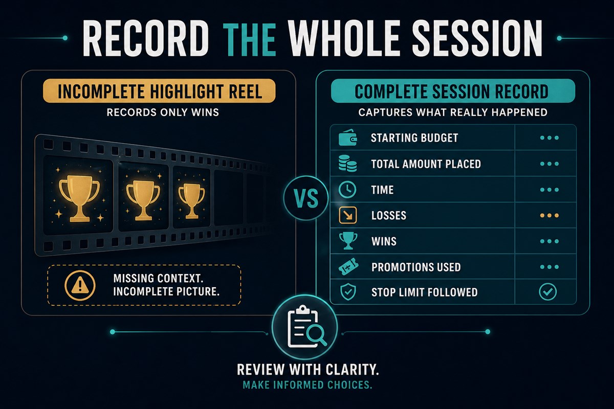 Incomplete win-only highlights compared with a complete session record