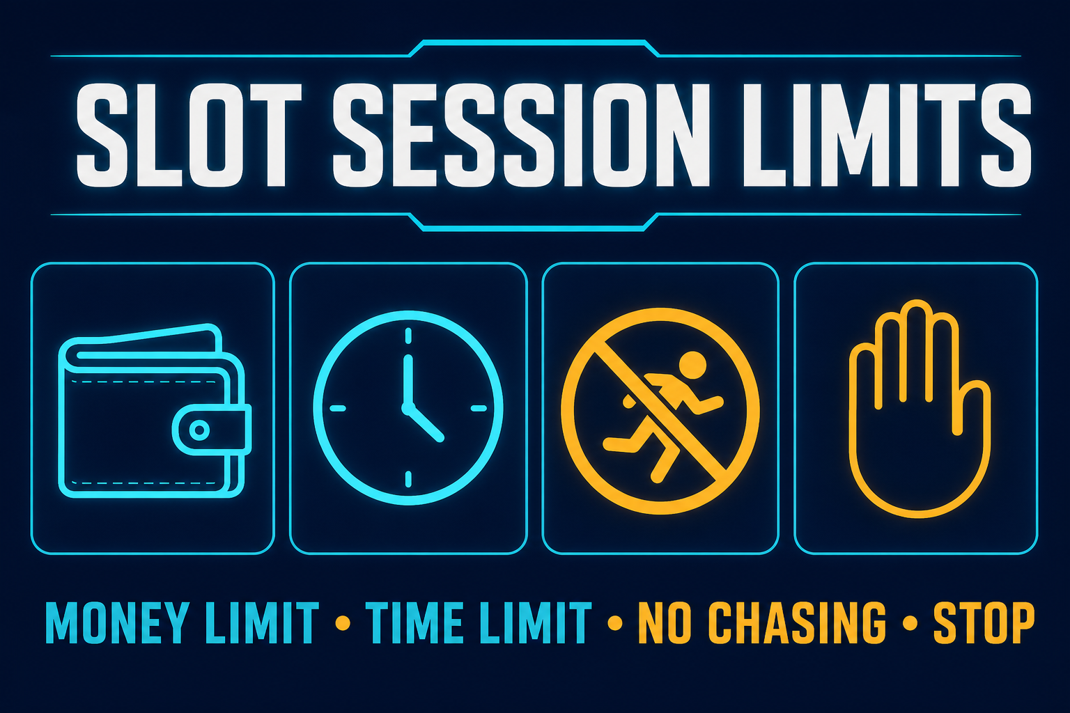 Slot session limits for money, time, no chasing and stopping